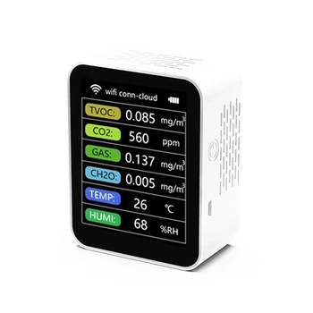Tuya Smart Wifi CO2 Detektora Sensors Gaisa Kvalitātes Monitors TVOC CO2 Gāzes CH2O Temperatūras un Mitruma Mērītājs Detektors