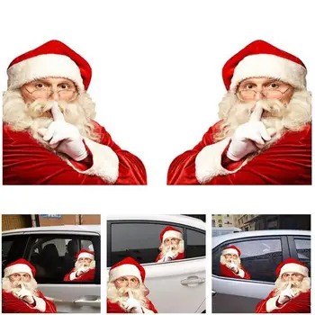 1/2gab Ziemassvētku 3D Reāli Santa Claus Auto Aizmugures Logu Apdare Izturīgas Uzlīmes Smieklīgi Aksesuāri Mājas Logu, PVC S7H3