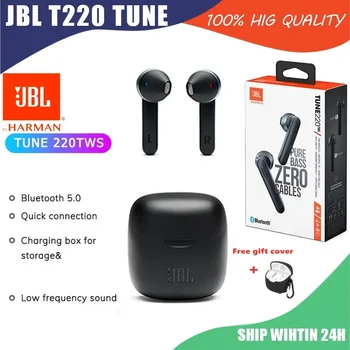 100% Oriģināls JBL MELODIJA 220 TWS Taisnība Bezvadu Bluetooth Austiņas JBL T220 TWS Stereo sporta Austiņas ar Mic witn bez Vāka