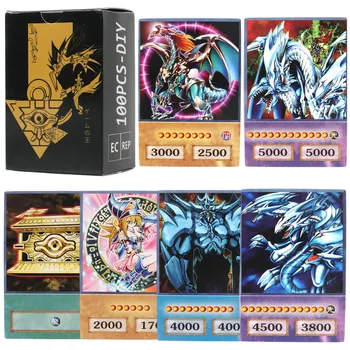 100gab Yu-Gi-Oh Anime Stila Kartes, Zilas Acis, Tumši Burvis Exodia Obelisks Slifer Ra Yugioh DM Classic Proxy DIY Kartes Dāvanu Bērniem