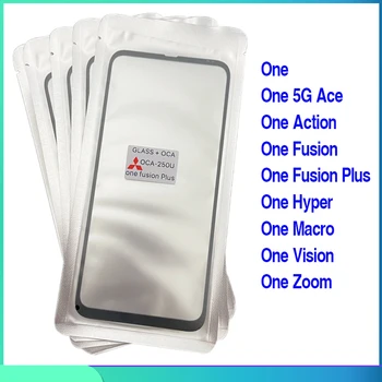 10PCS Par Motorola Moto Viena Darbība Fusion Plus 5G Ace Hyper Makro Redzējumu Tālummaiņas Touch Screen Panelis LCD Priekšējā Stikla Vāks Pievienot OCA