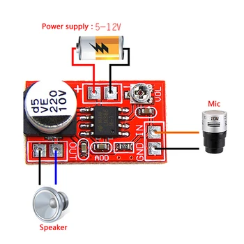 1pc Miniatūras Electret Pastiprinātājs Valdes MIKROFONS kondensatora Mikrofons Atskaņotājs DC 5~12V Mātesplati Apjoms