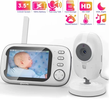 2.4 G Bezvadu Video Baby Monitor ar Ilgu Akumulatora Dzīves 3,5 Collu LCD 8 Šūpuļdziesmas VOX Režīms 2 Ceļu Audio Runāt Nakts Redzamības