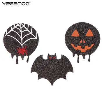 2 Pāri Vienreizējās Lietošanas Krūts Pīrāgi, Neredzams Krūšturis Uzlīmes Halloween Black Bat Ķirbju Spider Formas Knupis Segtu Sievietēm