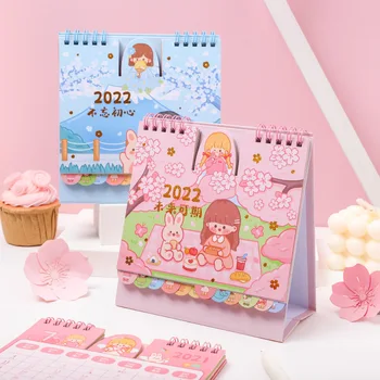2022 Jelly Bean Meitene Galda Kalendārs Eļļas Mini Desktop Galda Kalendārs Glezniecības Mākslas Spole Kalendārs Birojs Skolas Piederumi