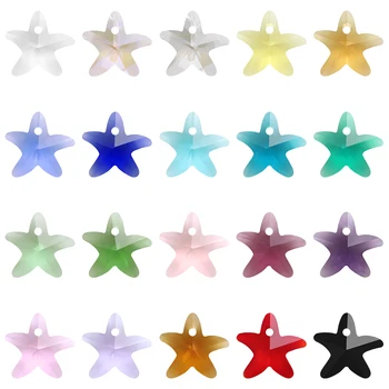 20Pcs/Daudz 14mm Multicolor Kristāla Stikla Starfish Kulons Piekariņi, Krelles Sieviešu Rotaslietu izgatavošana Kaklarotas DIY Auskars Secinājumi