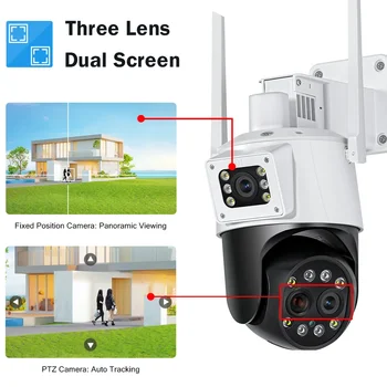 360 º mājas drošības video dual objektīvs 12 mp izšķirtspēja WiFi kameru IP66 securityprotectionexternal monitors viedo dziesmu nakts redzamības ierīces