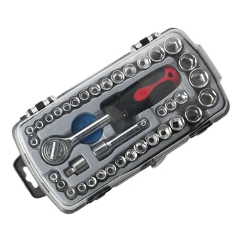 40-Gabals Ligzda Kombināciju Kopums Socket Uzgriežņu Atslēgu Komplekts Auto Remonta Instrumentu, Sadzīves Aparatūras Instrumenti, Kontaktligzdu Kombinācijas Rīki Izturīgs