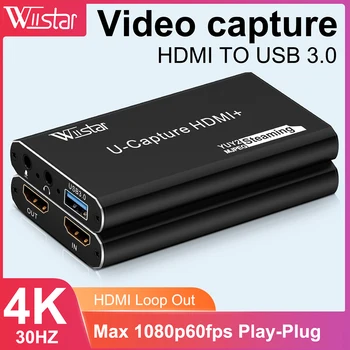 4K HDMI, USB 3.0, Audio Video Uztveršanas Kartes Spēle Ierakstu PS4 PS5 Kameru, Klēpjdatoru, Dzīvot Straumēšanas 1080P 60fps YUY2