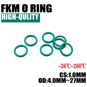 50gab Superior FKM Fluora Kaučuks O Ring CS 1mm OD 4mm ~ 27mm Hermētiķi Gasket Izolācijas Eļļas Augsta Temperatūras Izturība Zaļa
