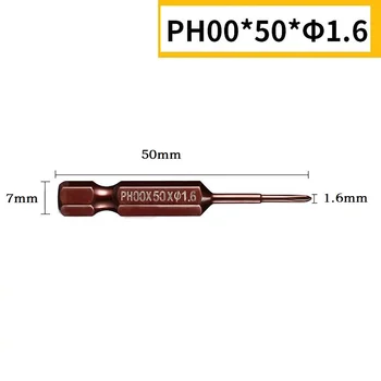 50mm PH00 PH0 PH1 PH2 Skrūvgriezis Bitu 1.6-5.0 mm Magnētiskais Skrūvgriezis Bitu 1/4