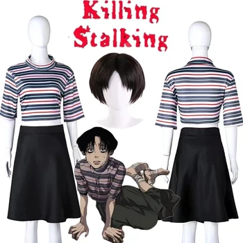 Anime, Manga, Nogalinot Stalking Yoon Bum Cosplay Kostīmi Īss Parūka T-Krekls+Svārki Uzstādīt Halloween Kostīmu Karnevāla Kleita Apģērbs