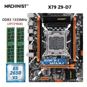 ATSLĒDZNIEKS X79 Z9 D7 Pamatplati Uzstādīts LGA 2011 Komplekts Ar Xeon E5 2650 V2 CPU Procesors, 2*8GB DDR3 ECC RAM Atmiņas NVME/SATA M. 2