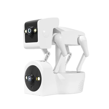 Balts Robots Suns Kameru, Pilna Krāsu PTZ IP Dome Kamera Yoosee APP AI Humanoīdu Atklāšanas Baby Monitor-ES Plug