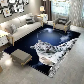 Bengālijas White Tiger Paklāju viesistabā, Liela Dzīvnieku Paklāju 3D Flaneļa Paklājus Bērnu Grīdas Paklājs Gaitenis Paklāju Ieejas Doormat