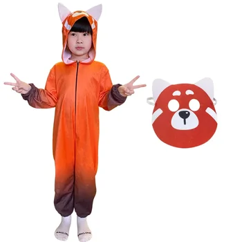 Bērniem Pagrieziena Sarkans Cosplay Kostīmi Sarkanā Panda Meilin Dzīvnieku Plīša Jumpsuit Bodysuit Halloween Saģērbt Karnevāls Bērniem Audums