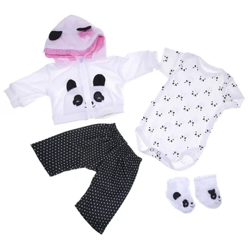 Bērnu Rotaļlietas, Apģērbu 17-18 collas Lelle Meitene Panda Apģērbs Piederumiem, 4gab Atbilstošas Drēbes Dropship