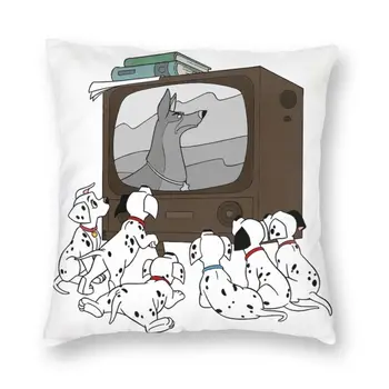 Dalmatians Skatīties TV Spilvens Segums 3D Drukas Dzīvnieku Suns Grīdas Spilvens Gadījumā, lai Dzīvojamā Istaba Modes Pillowcover Mājas Dekoratīvajiem