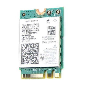 Dual Band Wireless Intel 3168 3168NGW 433Mbps Bluetooth 4.2 802.11 Ac NGFF WiFi Tīkla Karte