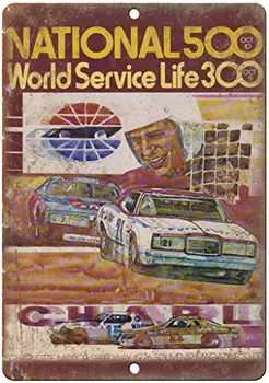 Dzelzs Krāsošana, Metāla, Sienu, Metāla, Apdare 12x8in,1976 Valsts 500 Charlotte Motor Speedway,par Garāžas, Mājas, Dārza Veikals, Bārs