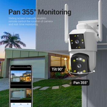 ESCAM PT210 3MP 1296P iCam365 APP Dual Objektīvs Pilnu Krāsu Bezvadu PTZ IP Dome Kamera AI Humanoīdu Mājas CCTV Drošības Baby Monitor