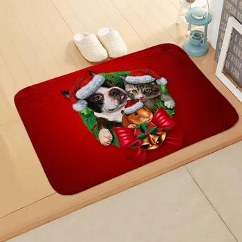 Flaneļa grīdas paklājs Karikatūra dzīvnieku Ziemassvētku iespiesti paklāju Ziemeļvalstu ūdens absorbē anti-slīdēšanas paklājiņš Mājas apdare PVC doormat