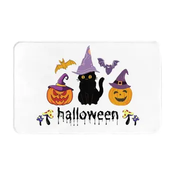 Halloween , Laimīgs , Halloween Kaķis , Mīksta Māju Ģimenes Anti-Slip Mat Paklājs Paklāju Laimīgs Halovīni Triks Vai Ārstēšanai Oktobrī Biedējošu