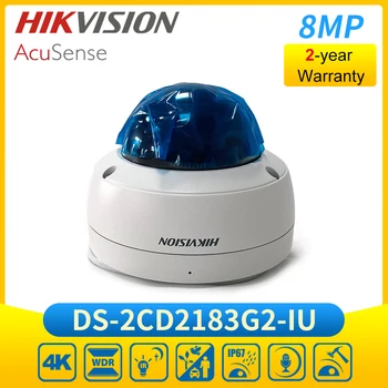 Hik DS-2CD2183G2-SV 8mp 4K Acusense Dome IP Camera POE IS Drošības Kamera Iebūvēts Mikrofons Audio IP67 IK10