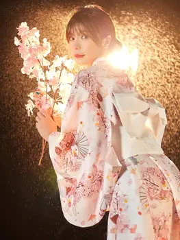 Iespiests kimono kleita sieviešu pārveidota Japānas yukata kleita Dievs meitene