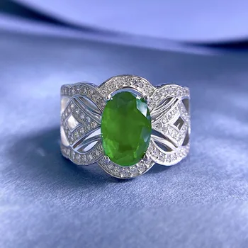 Jauns 925 Sterling Sudraba Imitācijas Emerald 7x10mm Eiropā Kāzu Gredzenu Sievietēm
