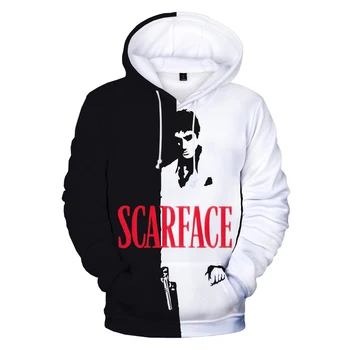 Jaunu Scarface 3D Iespiesti Hoodies Modes Filmu sporta Krekls Tony Montana Vīrieši Sievietes Harajuku Streetwear Lielgabarīta Pulovers pelēkā vārna