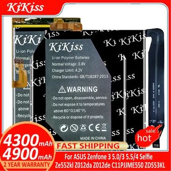 KiKiss Akumulatoru ASUS Zenfone 3 Zenfone3 5.0 5.5 4 Selfie Ze552kl Z012da Z012de C11PJJME550 ZD553KL Batterij + Ceļa NR.