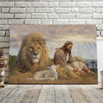 Lauva No Jūdas Jērs, Jēzus Print Art Audekls Plakāts Dzīvojamā Istaba Dekori Mājas Sienas Attēlu