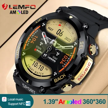 LEMFO LF33 NFC Smart Skatīties Vīrieši IP68 Ūdensnecaurlaidīga Bluetooth Zvanu Mūziku, Spēlēt Sporta Smartwatch 400mah 1.39 Collu 360*360 AMOLED Ekrāns
