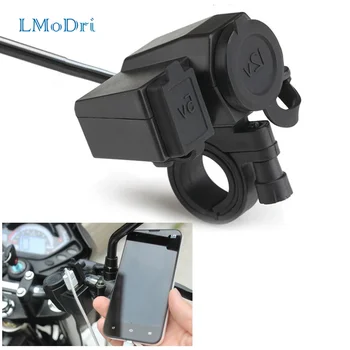 LMoDri 12V USB Motociklu Šķiltavas Jauda Ostas Tālruņa Lādētāju Integrācijas Kontaktligzdas Rozetes Kontaktdakšu