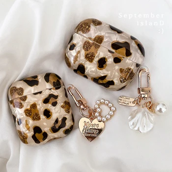 Luksusa Leopard Pērle Gadījumā par Apple Airpods 1 2 3 Aproce keychain Gadījumā AirPods Pro Gadījumā Bluetooth Austiņas Aksesuāri Kastes