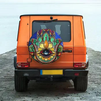 Mandala Hamsa Mākslas Riepu Pārsegs, Riteņu Aizsargi Ūdensnecaurlaidīgu Universālā Jeep Piekabes RV SUV Kravas automašīnu Tūristu Ceļojumu Piekabe