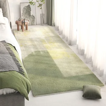 Mazu, svaigu, zaļā ilgi lentes imitācija kašmira paklāju, absorbējošu neslīdoša segu, Guļamistaba, dzīvojamā istaba bay logu gulta sega