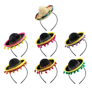 Meksikāņu Sombrero Cepuri Hairhoop Pieaugušo Bērnu Cepure Galvas Tēmu Puse, Piegādes M6CD