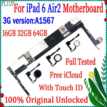 Melna Balta Zelta Touch ID Mātesplati A1567 3G Versiju IPad 2 6 Gaisa Loģika Valdes 100% Oriģināls Withouch Touch ID Mainboard