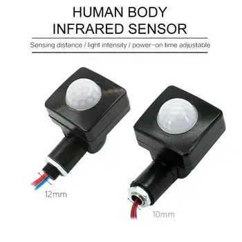Mini Cilvēka Ķermeņa Infrasarkano staru Sensoru Ultra-plānas Centrālās Ķermeņa Kustības Sensora Slēdzis LED prožektors PIR Kustības Sensoru Regulējams