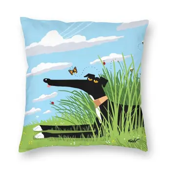 Mīksto Kurts Whippet Suns Mest Spilvens Segtu Mājas Dekoru Karikatūra Sighthound Modelis Spilvens Segums 45x45 Pillowcover par Dīvānu