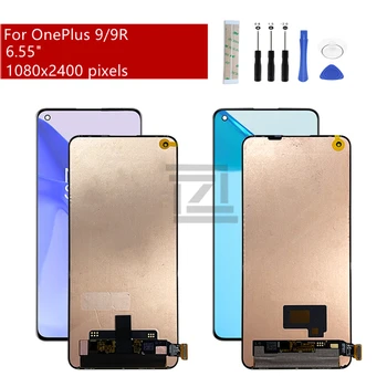 Par Oneplus 9 LCD Displejs, Touch Screen Digitizer Montāža +Rāmis LCD Displejs Oneplus 9R LCD1+9 Nomaiņa, Remonts Daļa 6.55