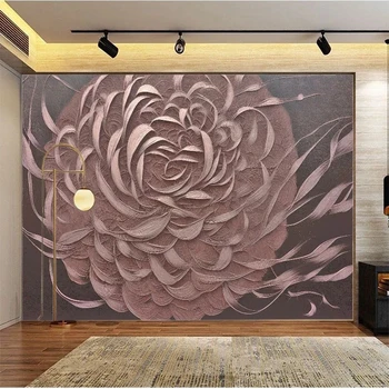 Pasūtījuma 3D Mūsdienu Minimālisma Mākslas Brūna Ziedu, Ziedu, TV Dīvāns Fona sienas Sienas Tapetes Guļamistabā Papel De Parede Tapety