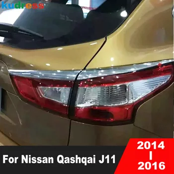 Priekš Nissan Qashqai J11 2014 2015 2016 Chrome Aizmugures Gaismas Lampa Uzacu Vāka Apdare Taillight Plakstiņa Molding Sloksnes Auto Piederumi