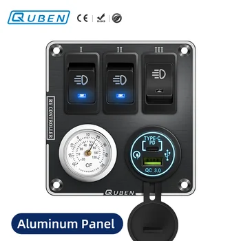 QUBEN Dual USB QC3.0 Rozetē Lādētāju /LED Voltmetrs /tumblerus Multi-Funkcijas Panelis RV Jahtu Auto Laivu, Kravas automašīnām Van