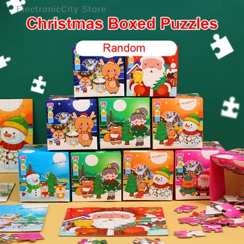 Radošās Ziemassvētku Dāvanu Kastē Puzzle Rotaļlieta Bērniem Cute Karikatūra Papīra Jigsaw Puzzles, Bērnu Skolas Sākumā Izglītības Rotaļlietas, Dāvanu