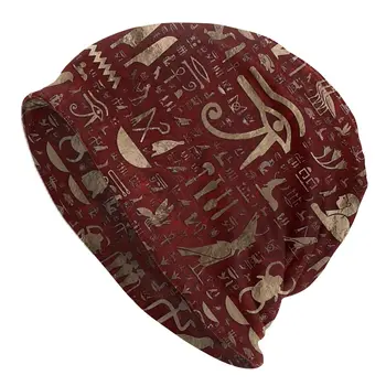 Senā Ēģipte Ēģiptes Skullies Beanies Modes Cepures Hieroglifu Sarkanas Ādas Un Zelta Plānas Sunīti Cepures Vīriešu, Sieviešu Savējos
