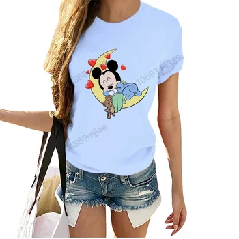 T-krekls Kawaii Drēbes Sievietēm Disney Sieviešu Apģērbu Apaļu Kakla Tshirts Sieviete Mickey Sieviešu Blūze Grafiskais T Krekli, T