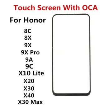 Touch Ekrāns Huawei Honor 8.C 8X 9.A 9.C 9X Pro 10X Lite X20 X30 Max X40 Priekšējā Paneļa LCD Displejs No Stikla Daļas Remonts OCA
